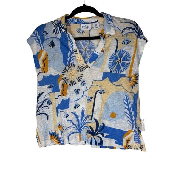 Nicole Miller Beachy Linen Top Sz M Coastal, Summer, Vacation - Picture 1 of 11